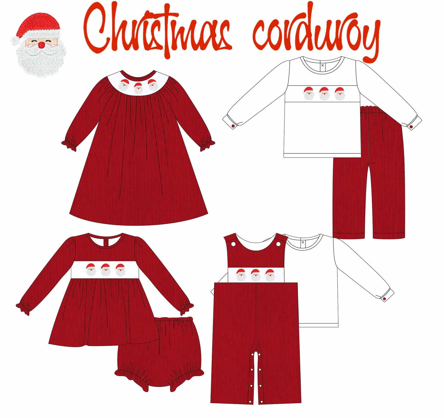 Corduroy Embroidered Santa Collection