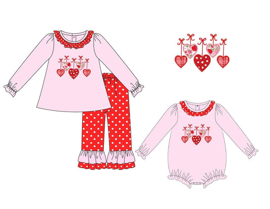 Pink & Red Applique Hearts & Bows