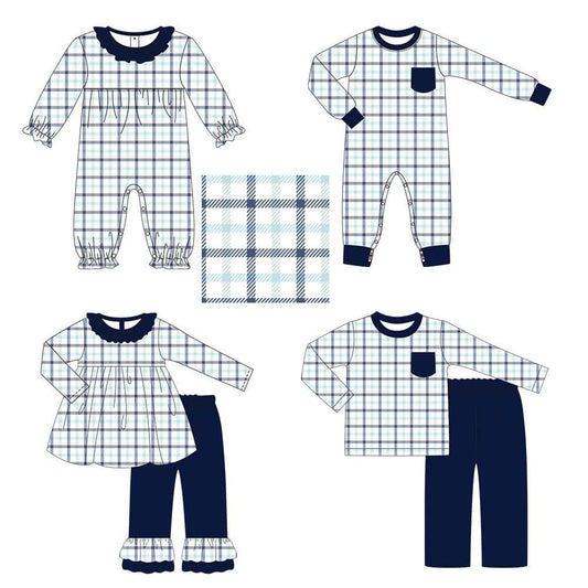 Blue Plaid Sibling Sets