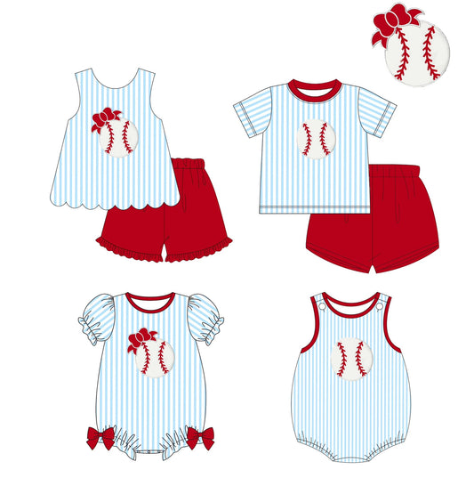 Blue Stripes Baseball Applique Collection