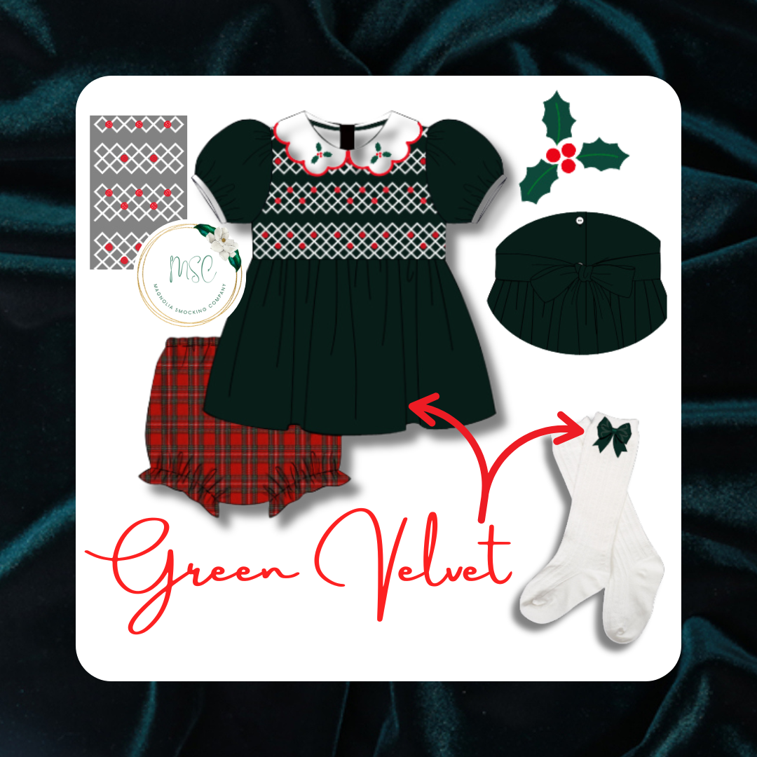 Green Velvet & Christmas Plaid Family - Adult Collection