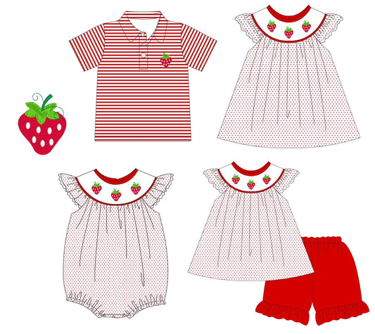 Bitty Dot Strawberry Embroidery Collection