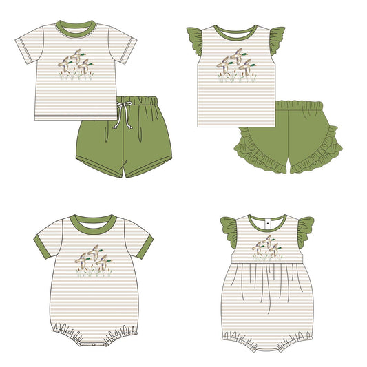 Tan Striped Mallard Embroidery Collection