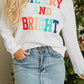 White Merry And Bright Cable Knit Pullover Sweatshirt