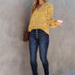 Yellow Split Neck Fall Printed Crinkled Blouse