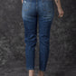 Blue Distressed Button Fly High Waist Skinny Jeans