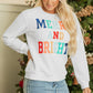 White Merry And Bright Cable Knit Pullover Sweatshirt