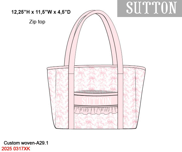 Pink Flowers + Bows Toile Luggage