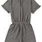 Gray Ribbed Elastic Waist Romper