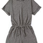 Gray Ribbed Elastic Waist Romper