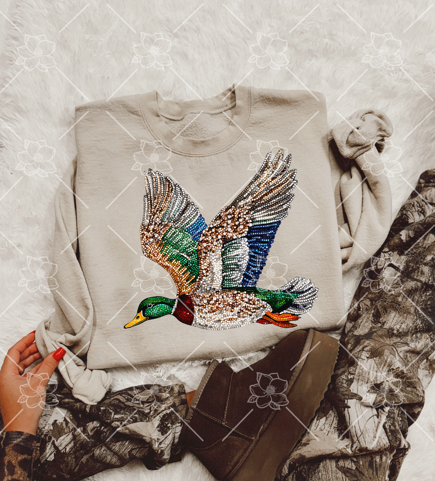 FAUX rhinestone mallard - Multiple Styles - Sand