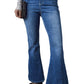 Blue Elastic High Waist Flare Jeans