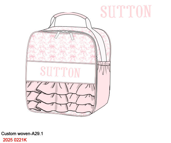 Pink Flowers + Bows Toile Luggage