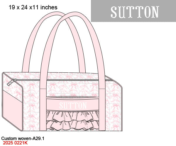 Pink Flowers + Bows Toile Luggage