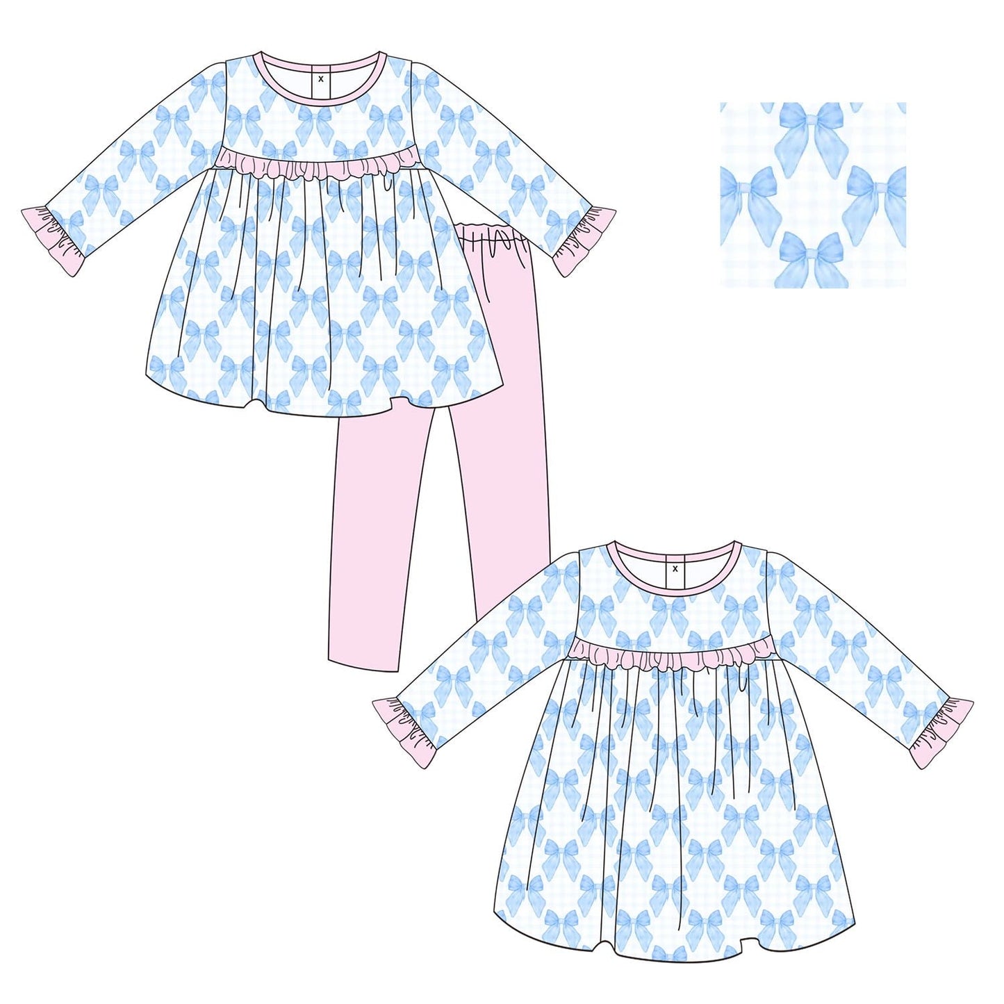 Pink Ruffles & Blue Bows Collection