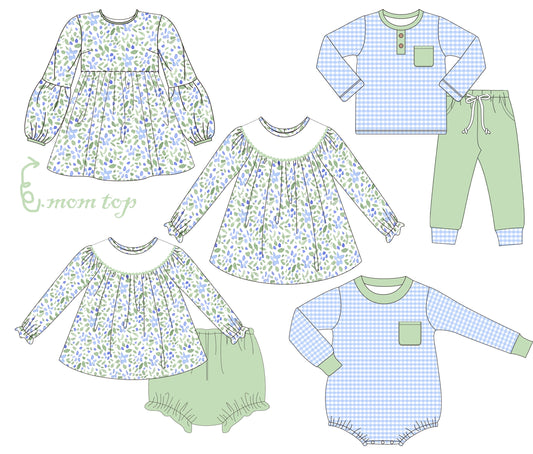 Blue & Green Floral + Gingham