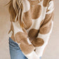 Khaki Big Flower Pattern Drop Shoulder Sweater