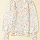 Beige Colorful Dots Cable Knit Crew Neck Sweater