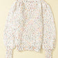 Beige Colorful Dots Cable Knit Crew Neck Sweater