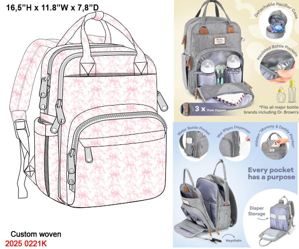 Pink Flowers + Bows Toile Luggage