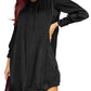 Black Solid Bishop Sleeve Pleated Mini Dress