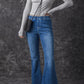 Blue Elastic High Waist Flare Jeans