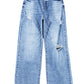 Light Blue High Rise Distressed Straight Leg Jeans