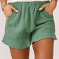 Green High Waist Pocketed Ruffle Shorts