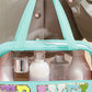 Mint Green TRAVEL Chenille Letter Clear PVC Makeup Bag