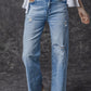 Light Blue High Rise Distressed Straight Leg Jeans