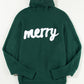 Blackish Green Merry Letter Embroidered High Neck Sweater