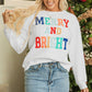 White Merry And Bright Cable Knit Pullover Sweatshirt