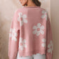 Multicolour Pearl Beaded Floral Drop Shoulder Sweater