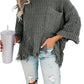 Gray Ripped Raw Hem Chunky Pullover Sweater