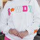 White Glitter Howdy Patch Graphic Casual Sweatshirt