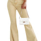 Khaki Raw Edge Mid Waist Flared Jeans