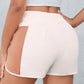 Apricot Color Block Split High Waist Shorts