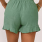 Green High Waist Pocketed Ruffle Shorts