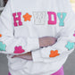 White Glitter Howdy Patch Graphic Casual Sweatshirt