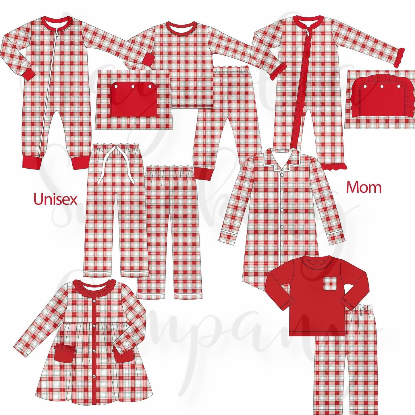 Red Plaid Christmas PJs - Kid Sizes