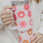 Multicolor Flower Print Handled Stainless Steel Vacuum Cup