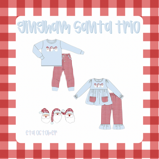 Gingham Santa Trio
