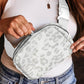 White Leopard Print Buckle Canvas Chest Bag 20*5*14cm