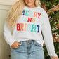 White Merry And Bright Cable Knit Pullover Sweatshirt