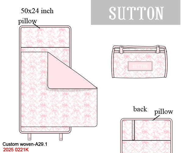Pink Flowers + Bows Toile Luggage