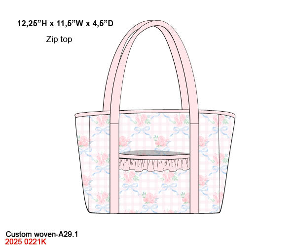 Pink Flowers + Bows Toile Luggage