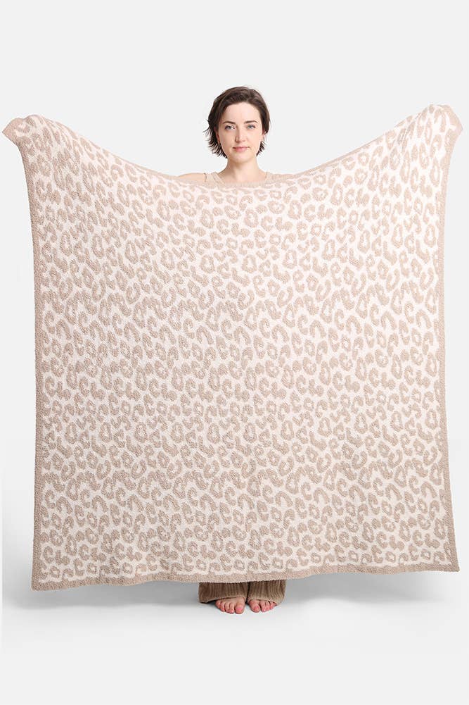 Luxury Soft Leopard Print Throw Blanket: Gray