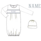 Custom Smocked Newborn Gown & Hat Set