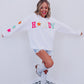 White Glitter Howdy Patch Graphic Casual Sweatshirt