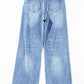 Light Blue High Rise Distressed Straight Leg Jeans